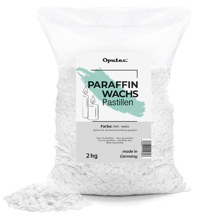 Oputec 2KG Paraffinwachs Pastillen für Kerzen: Weisses Kerzenwachs - Kerzen selber Machen - Kerzenwa