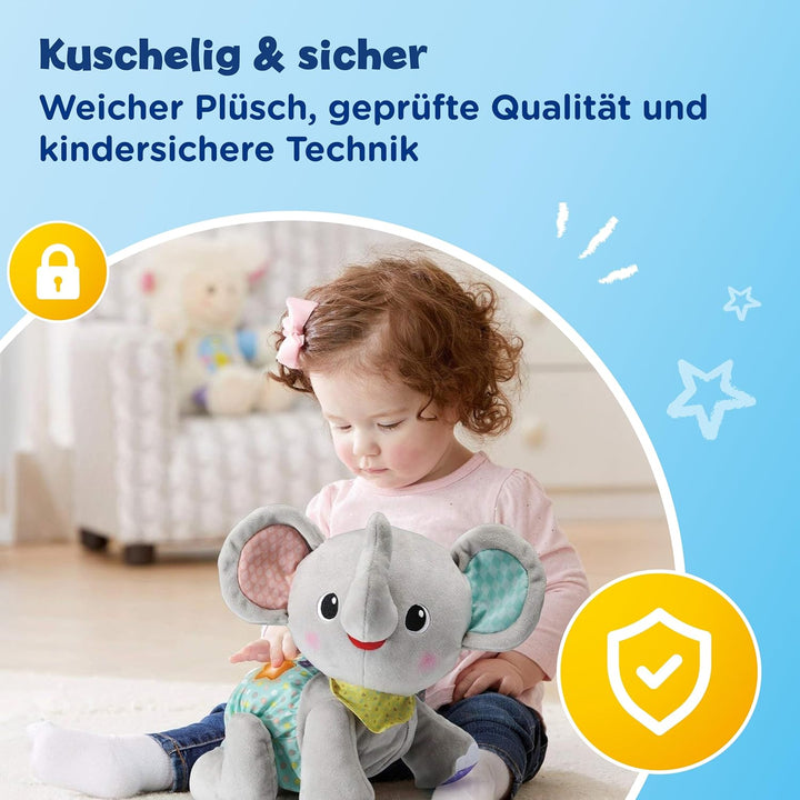 VTech Baby Krabbel-mit-mir-Elefant – Interaktives Plüschtier, das alleine krabbelt, zählt, spricht u