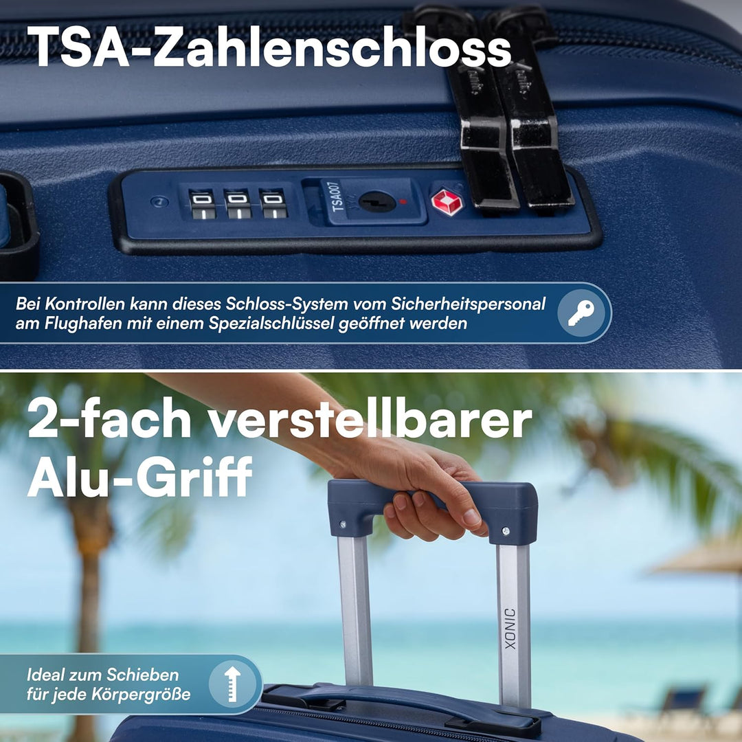 Xonic® Hartschalenkoffer XL für 100L - Bruchsicherer Rollkoffer Polypropylen mit 360° Doppelrollen &