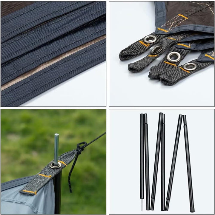 Forceatt Zeltplane, 3,7 * 4,3 m Tarp Ultraleicht mit 6 Umreifungspunkten, Anti-UV &amp; wasserdicht Tarp