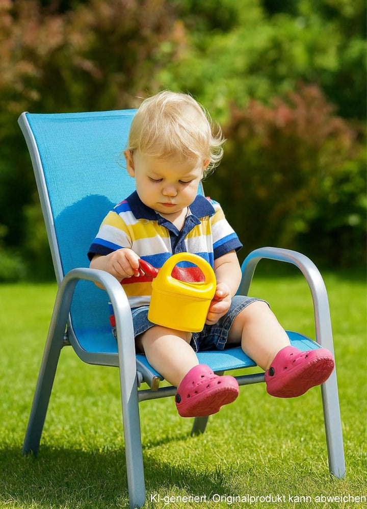Hline Kinder Garten Sitzgruppe Tisch mit Stühlen Gartenstuhl Sessel (1 Tisch 3 Stühle Metall bunt),