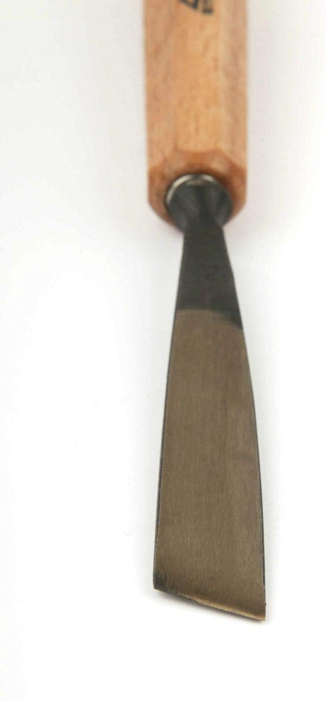 STUBAI Stemmeisen Stechbeitel Serie 52 - Form 2 | Gerades Balleisen, schräg - 18 mm, mit Holzgriff,