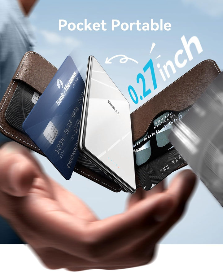 Kuulaa Ultra Slim PowerBank, 5000 mAh, MagSafe PowerBank mit Type C 20W Ausgangsleistung, Schnelllad