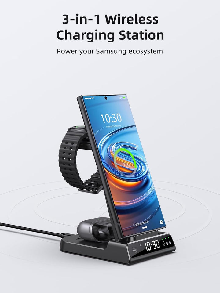 Wireless Charger für Samsung Galaxy S24 Ultra, Induktive ladestation für Samsung Watch 6, 3 in 1 lad