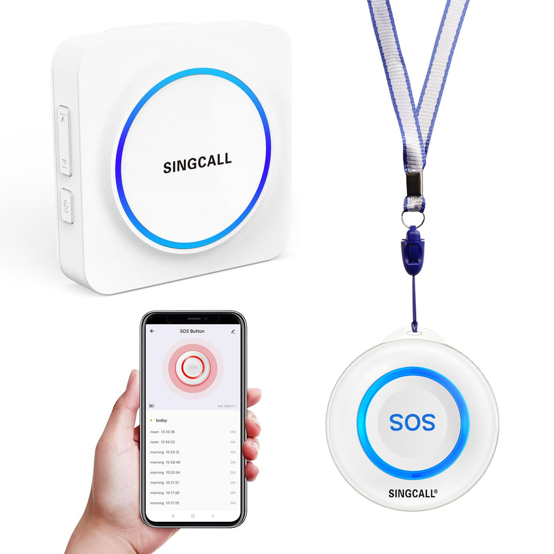 SINGCALL Tuya WiFi Smart SOS Notfallknopf System, Persönliches Alarmsystem für ältere/Patienten/Seni