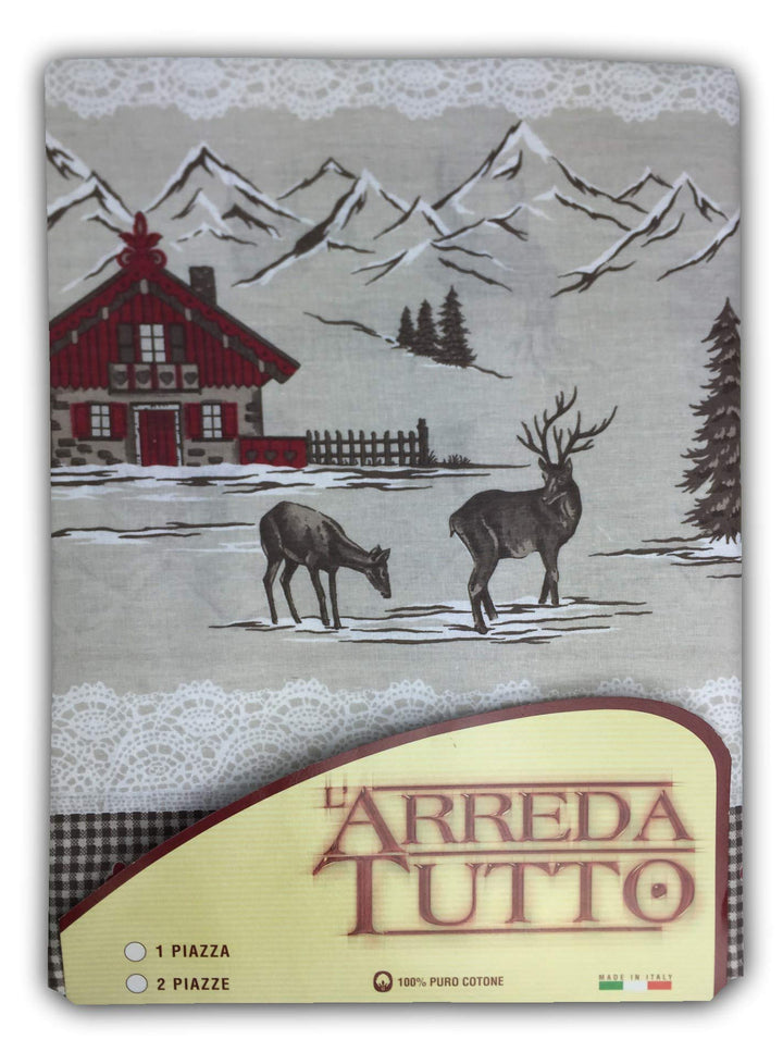 tex Family Tagesdecke Gran Foulard Tagesdecke Sofaüberwurf Stoff Tiroler Berge rot - Einzelbett Einz