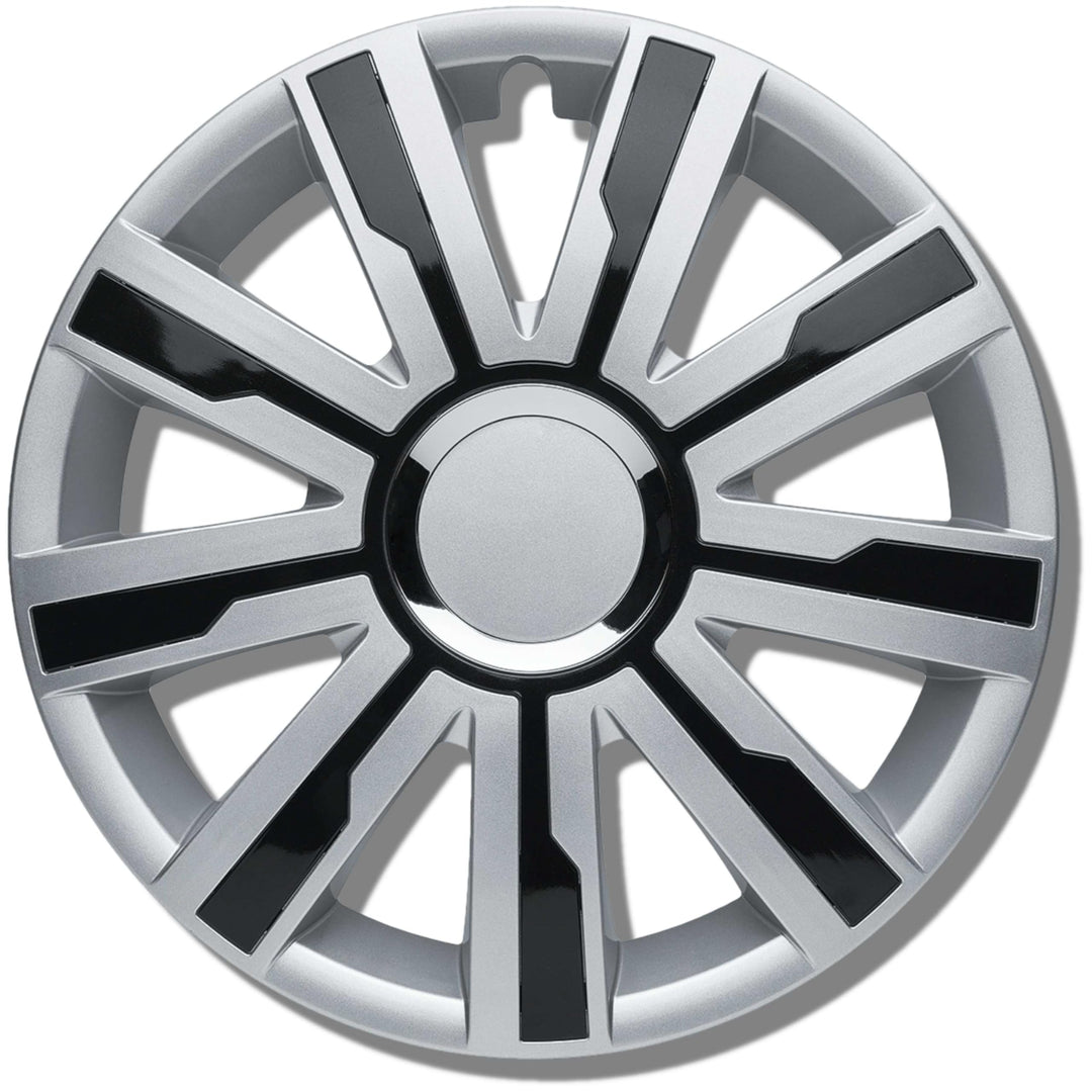 Albrecht 15 Zoll Radkappen schwarz/silber für Stahlfelgen - Mirage Radzierblenden aus hochwertigem K