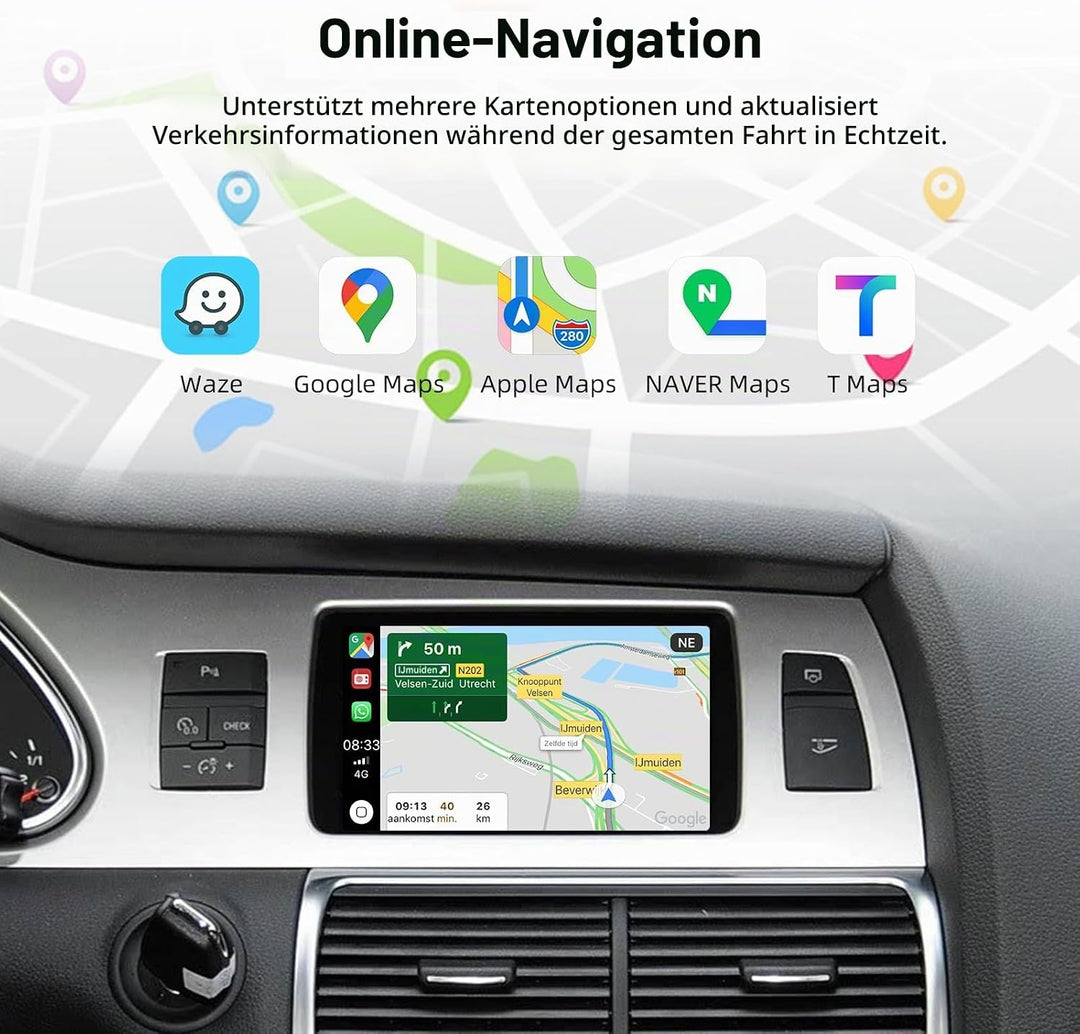 EZoneTronics Wireless CarPlay &amp; Android Auto Retrofit Kit Decoder für Audi A6/Q7 2009-2015 mit MMI 3