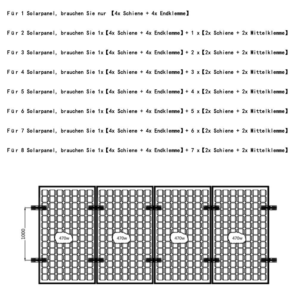 Solarmodul Alu Halterung,Montageschiene Solarmodule Panel Befestigungsschiene Trapezblech Dachhalter