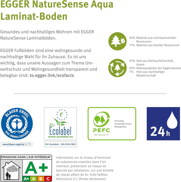 EGGER NatureSense Aqua Laminat EL2416 Melba Eiche beige 1292x193x8mm (1,995m²) 1,995m² | Laminatbode