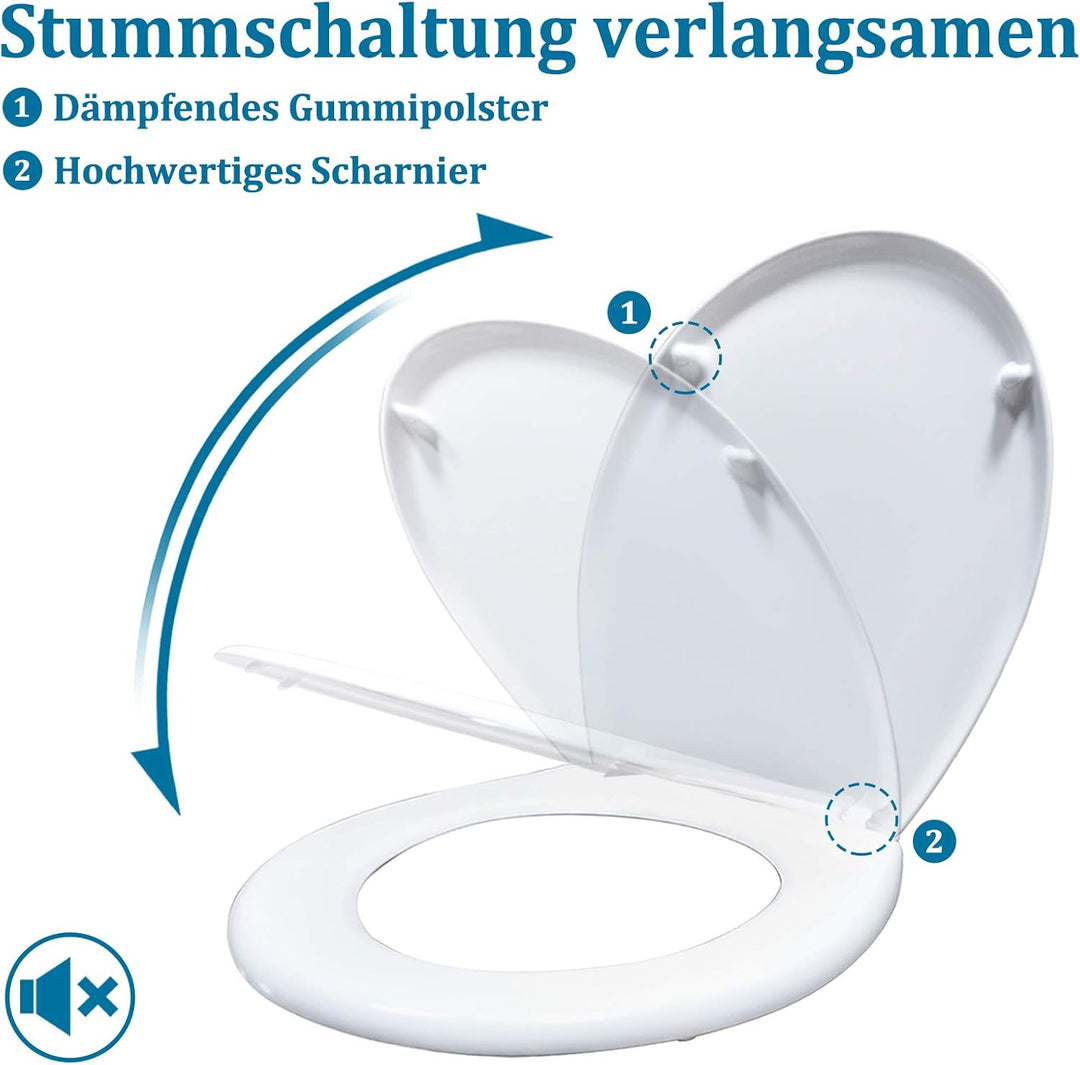 LILIIN Toilettendeckel WC Sitz, Absenkautomatik & Quick-Release, Antibakteriell, Duroplast Klodeckel