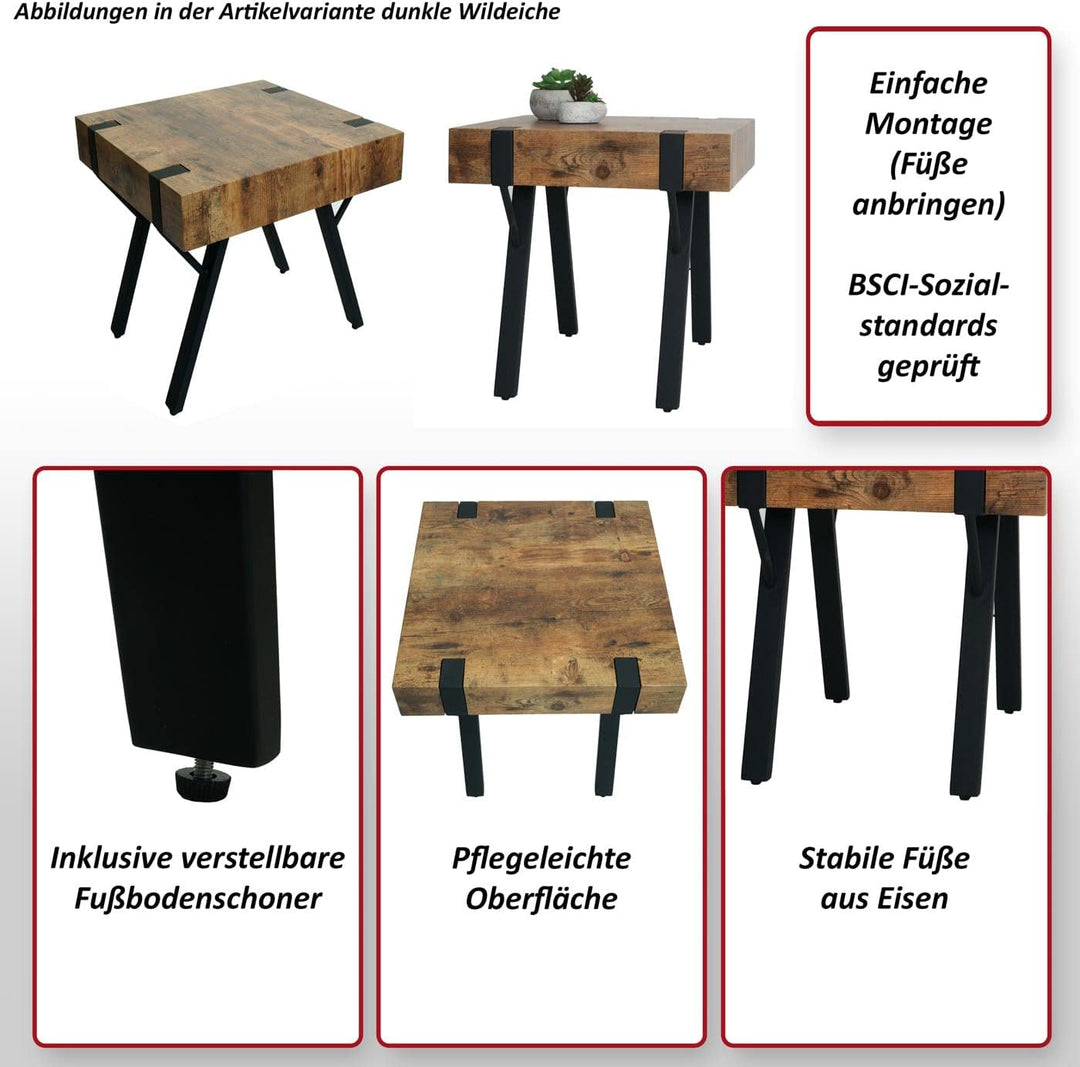 Mendler Beistelltisch HWC-L54, Kaffeetisch Nachttisch Loungetisch Couchtisch, Eisen MDF 50x55x50cm -