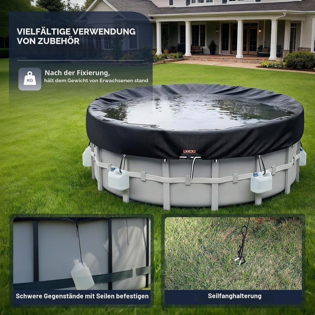 LXKCKJ Runde Poolabdeckung für oberirdische Pools- Lagertank Poolabdeckung mit Kordelzug Design-Whir