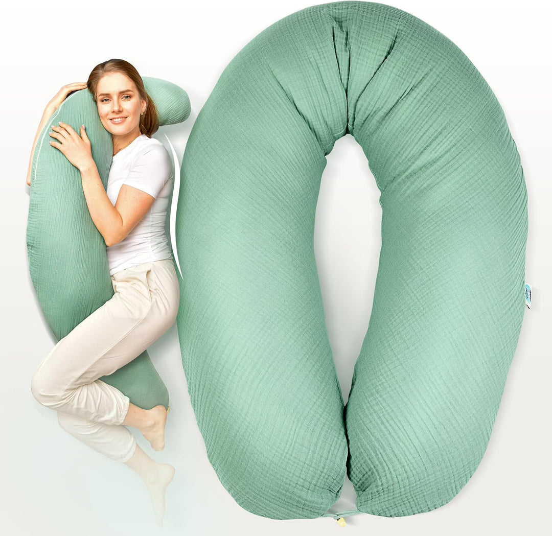 sei Design Stillkissen XXL Mikroperlen-Füllung mit Musselin-Bezug aus Baumwolle [100% Bio-Baumwolle