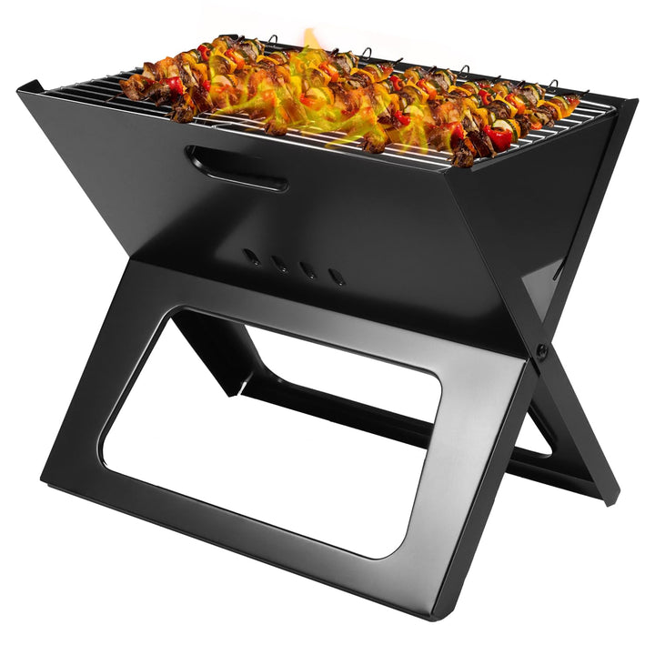 QWORK® Klappgrill, Faltgrill, Hitzebeständiger Laptopgrill, für Camping, Reise