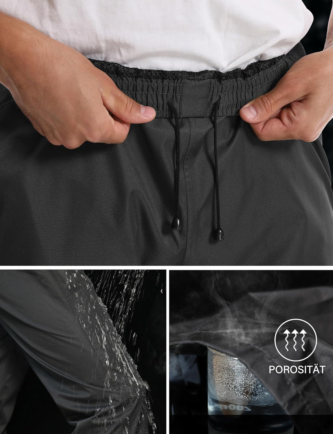 Regenhose für Herren wasserdichte Leichte Winddichte Outdoorhose zum Wandern Camping Golf M / 34L Sc