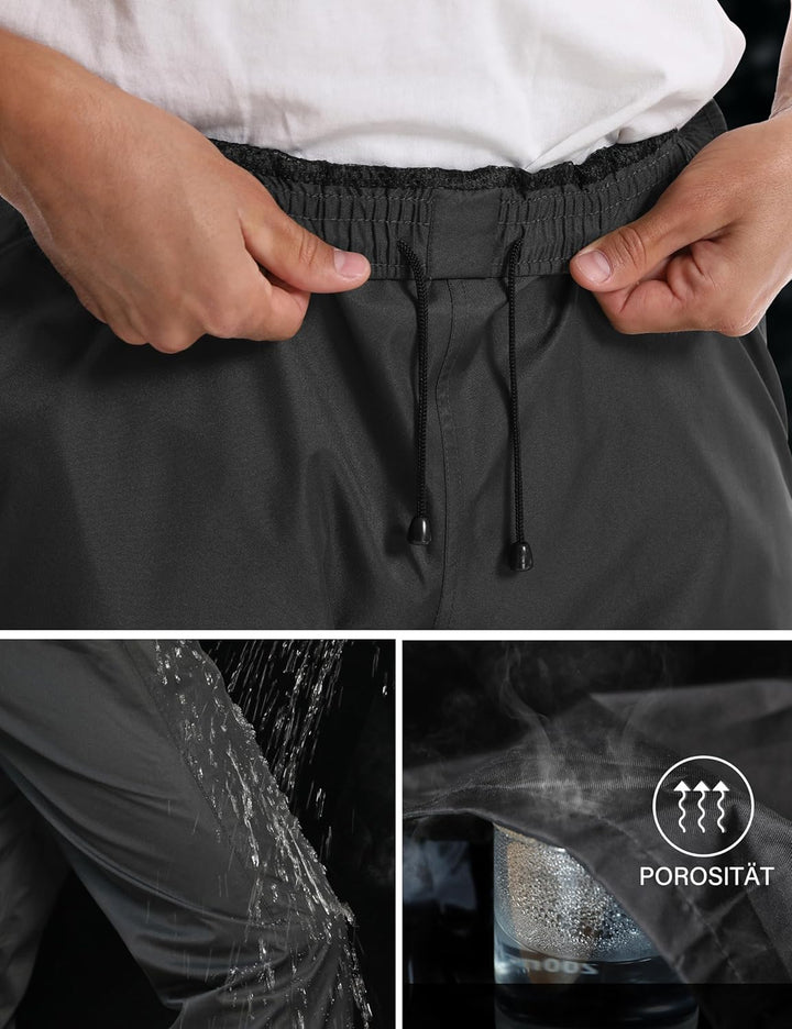 Regenhose für Herren wasserdichte Leichte Winddichte Outdoorhose zum Wandern Camping Golf M / 34L Sc