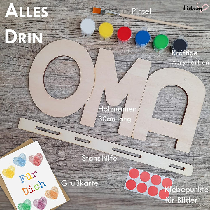 LIDAM Oma Geschenk Enkel | Einfach &amp; Schön | Holznamen bemalen | Geschenk für Oma, OMA