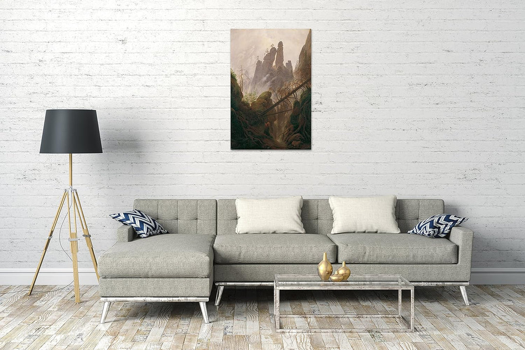 Printed Paintings Leinwand (60x80cm): Caspar David Friedrich - Felsenlandschaft im Elbsandsteinge 60