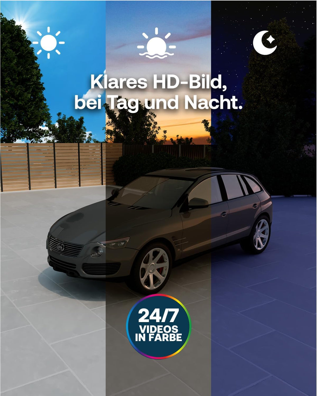 Arlo Essential 3 HD Überwachungskamera Aussen WLAN & 2 Solar Panel, Kabellos, 1080p Video, Farbnacht