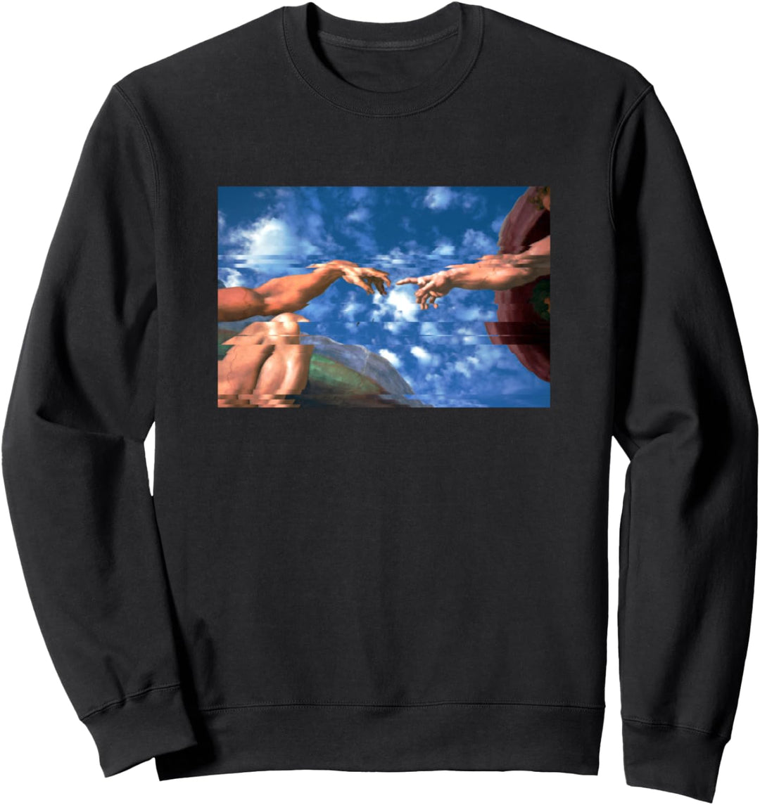 Erschaffung von Adam Michelangelo Glitch Effekt Vapor Wave Sweatshirt
