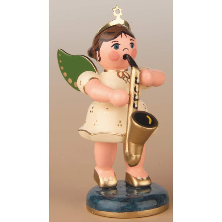 Engel mit Saxophon - 6,5cm / Weihnachtsengel - Original Erzgebirge Engel -Hubrig Volkskunst