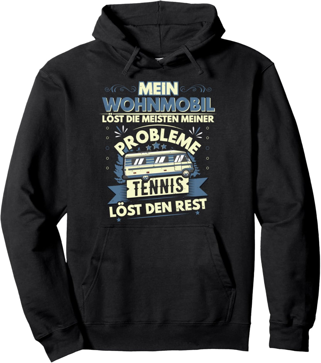 Camping und Tennis Motiv, Wohnmobil Design, lustiger Spruch Pullover Hoodie