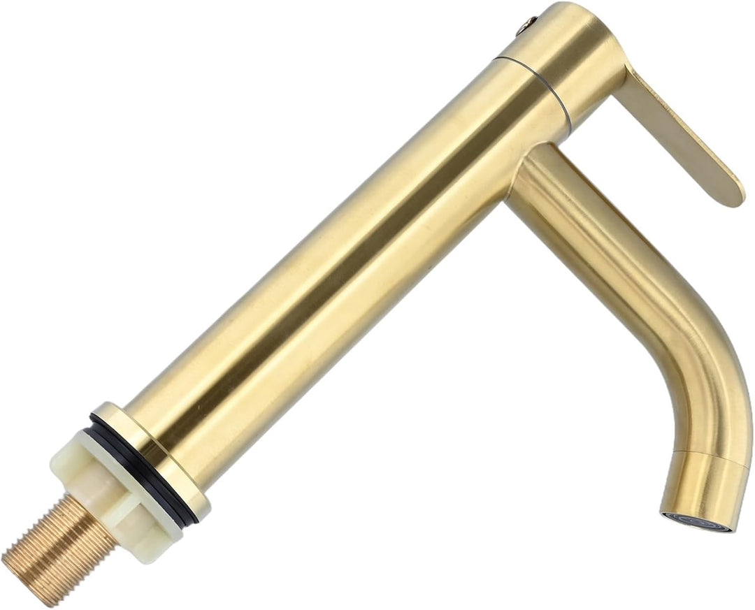 Waschbeckenarmatur, gebürsteter Edelstahl, goldfarben, 23-28 mm, Befestigungslöcher für Waschbecken