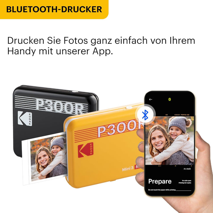 KODAK Mini 3 Retro 4PASS Mobiler Fotodrucker (7,6x7,6cm) - Weiss s Weiss, s Weiss