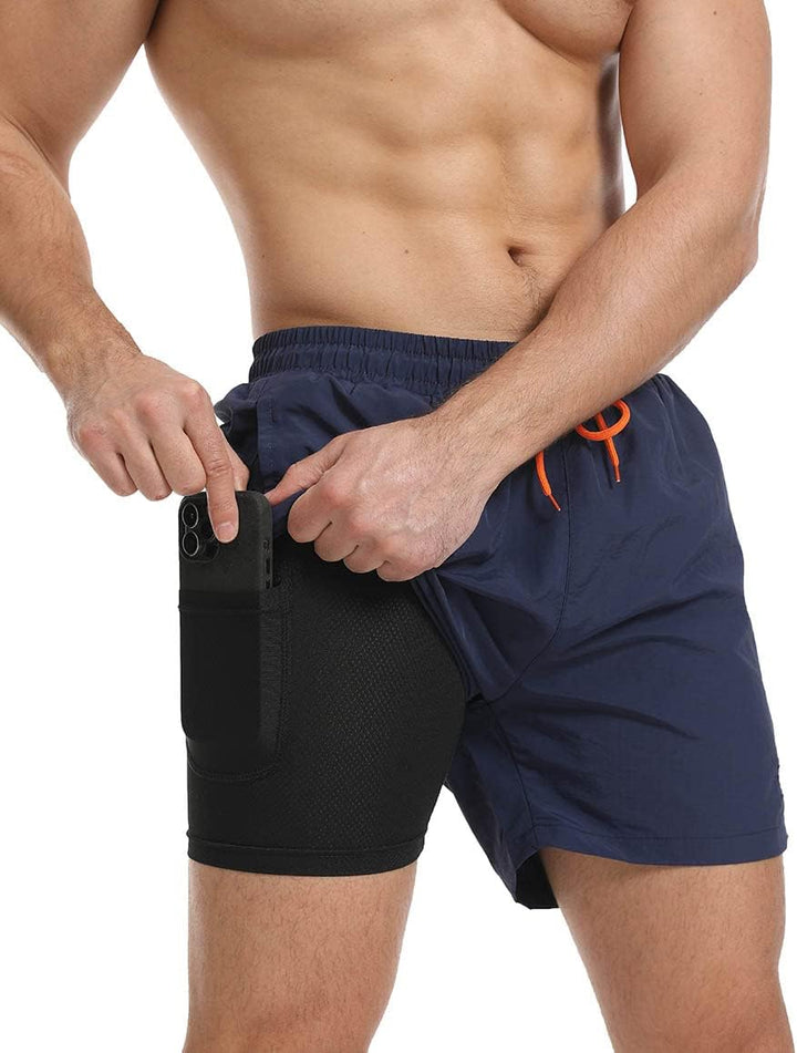 JustSun Badehose Herren Schnelltrocknend Boardshorts mit Mesh-Futter und Verstellbarem Tunnelzug S D
