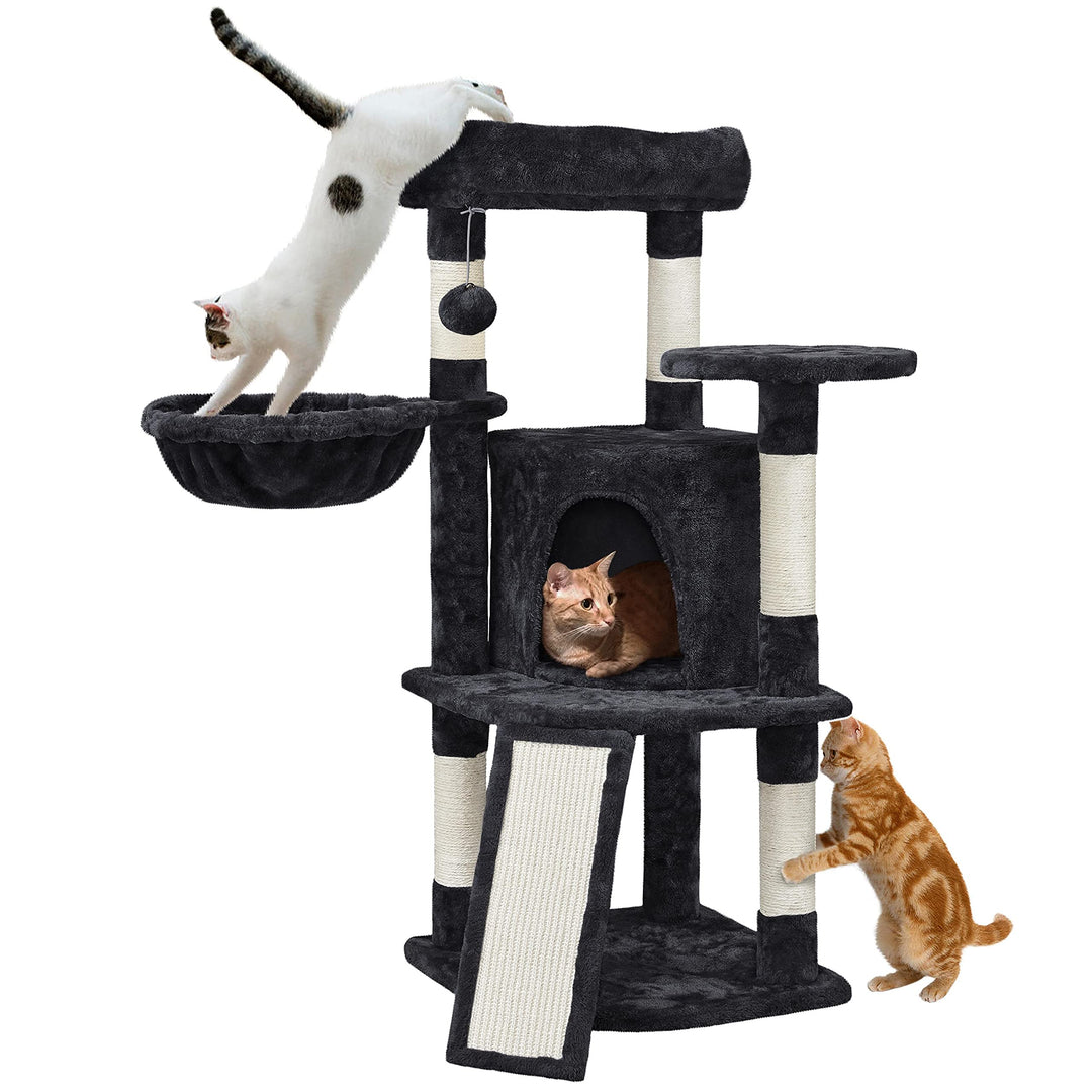 Yaheetech Kratzbaum Stabiler Katzenbaum Kletterbaum, mit Katzenhöhle Kratzbrett Plüsch Sisal, Katzen