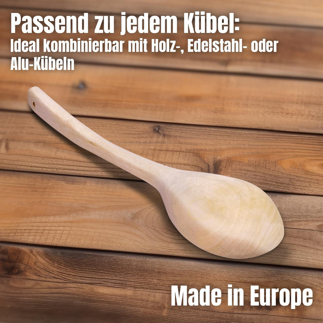 Sauna-Kelle 41 cm - Finnische Birke - Natur unbehandelt - Langlebiger Stiel - 100 ml Füllmenge für S