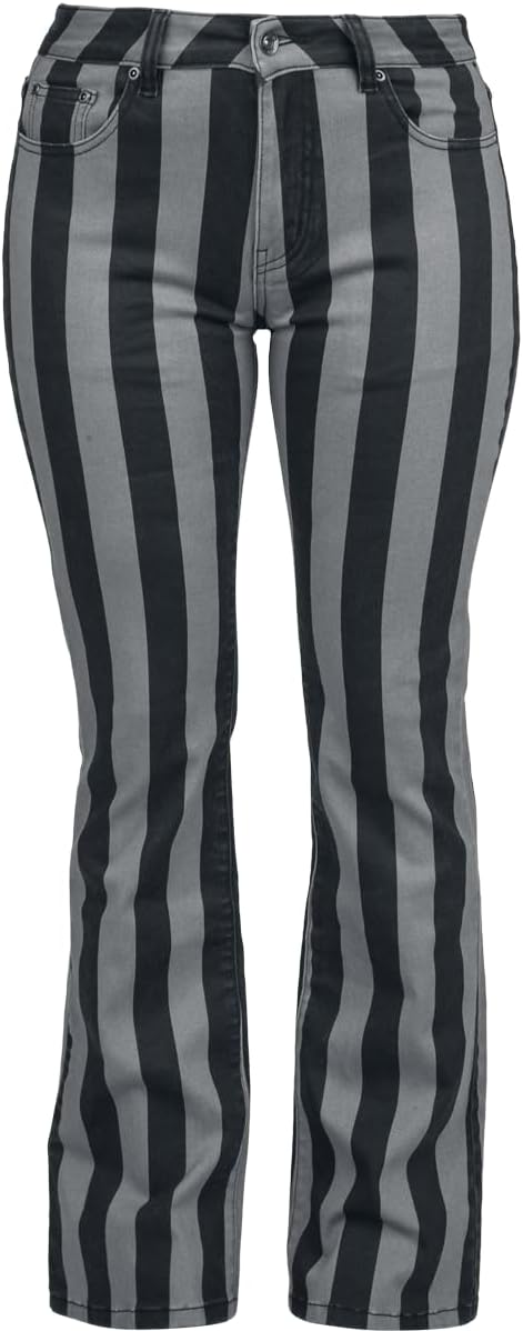 Gothicana by EMP Damen schwarz-grau gestreifte Hose W30L34
