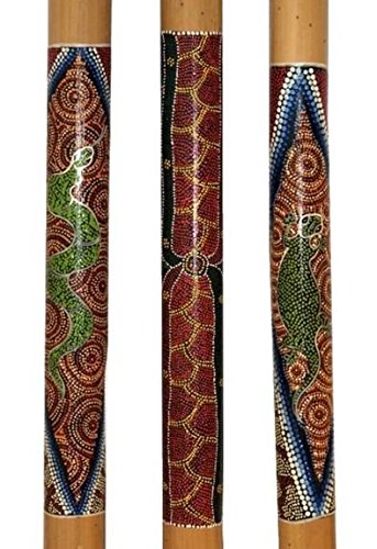 Wogeka - 80 cm Regenmacher - Rainstick Rainmaker aus Bambus mit Dot-Paint Bemalung Musik Meditation