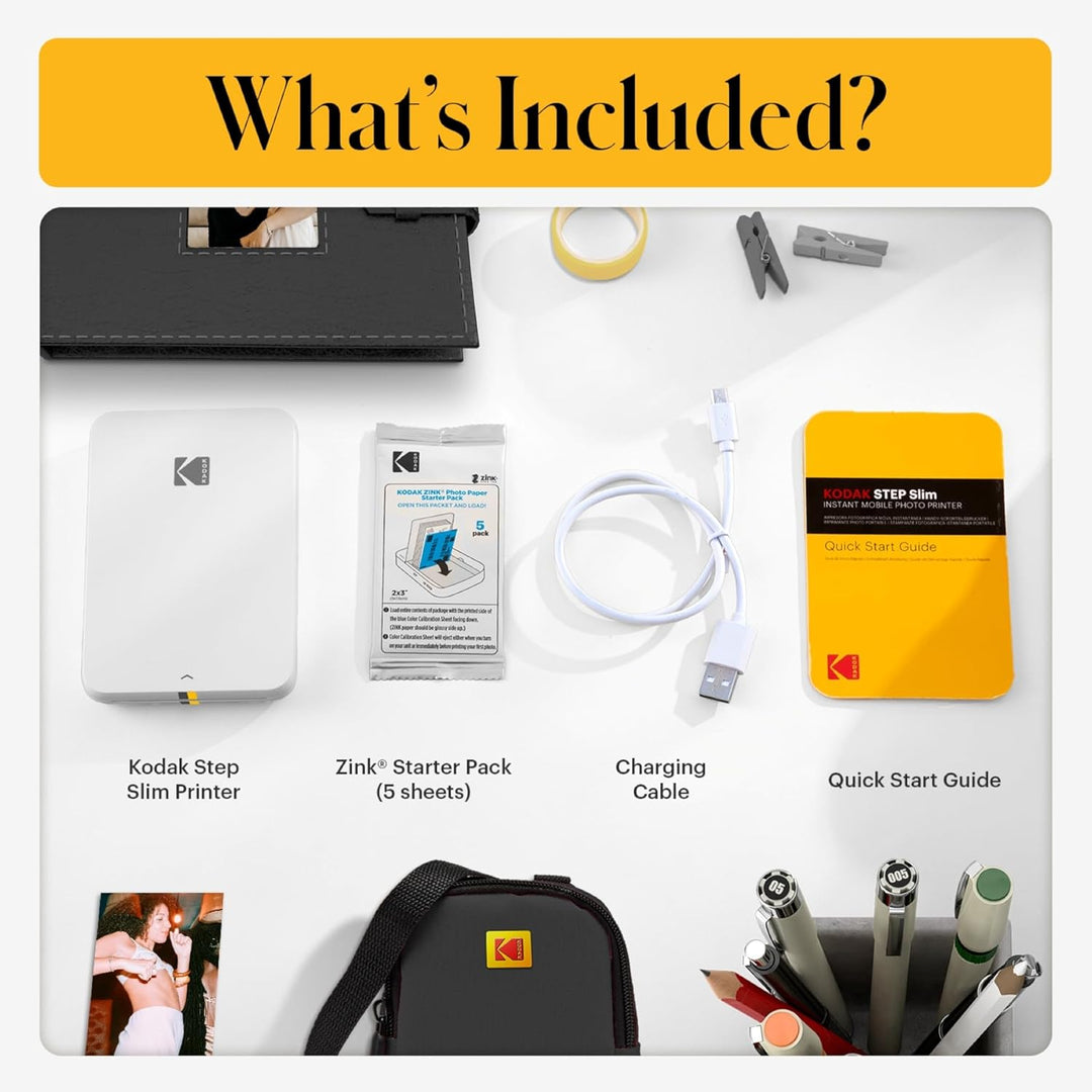 KODAK Step Slim Sofort-Smartphone-Fotodrucker - Tragbarer schlanker Farb-Mobilfotodrucker - Zink 2x3