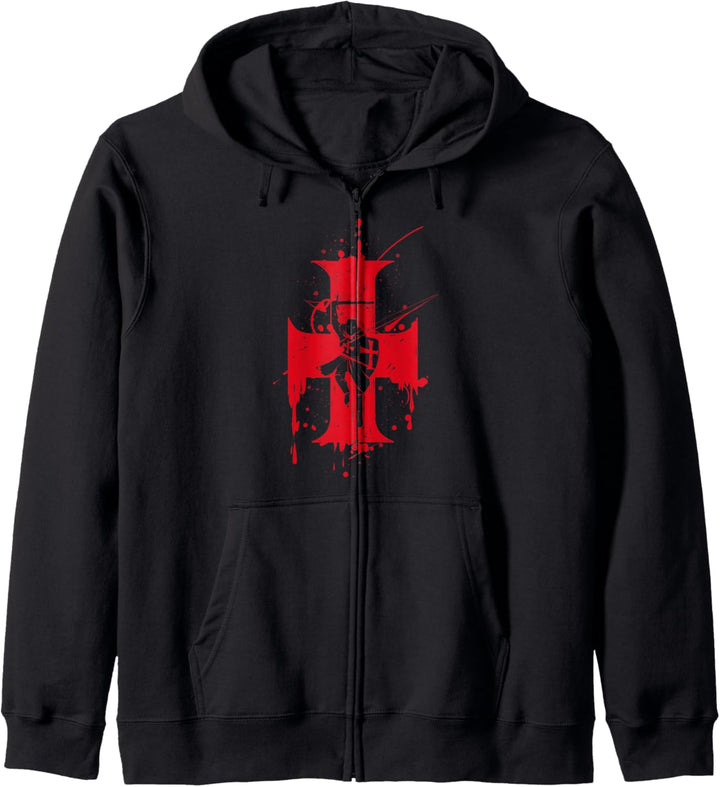 Cross And Horse Knight Templar Kapuzenjacke