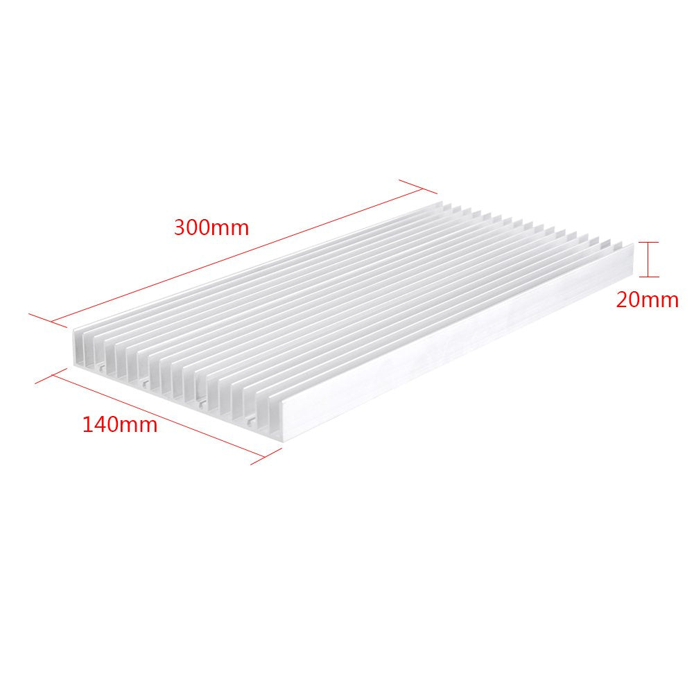 Aluminium Kühlkörper für LED-Leuchten für 8 Stück 3W LEDs oder 20 Stück 1W LEDs, 300x140x20mm