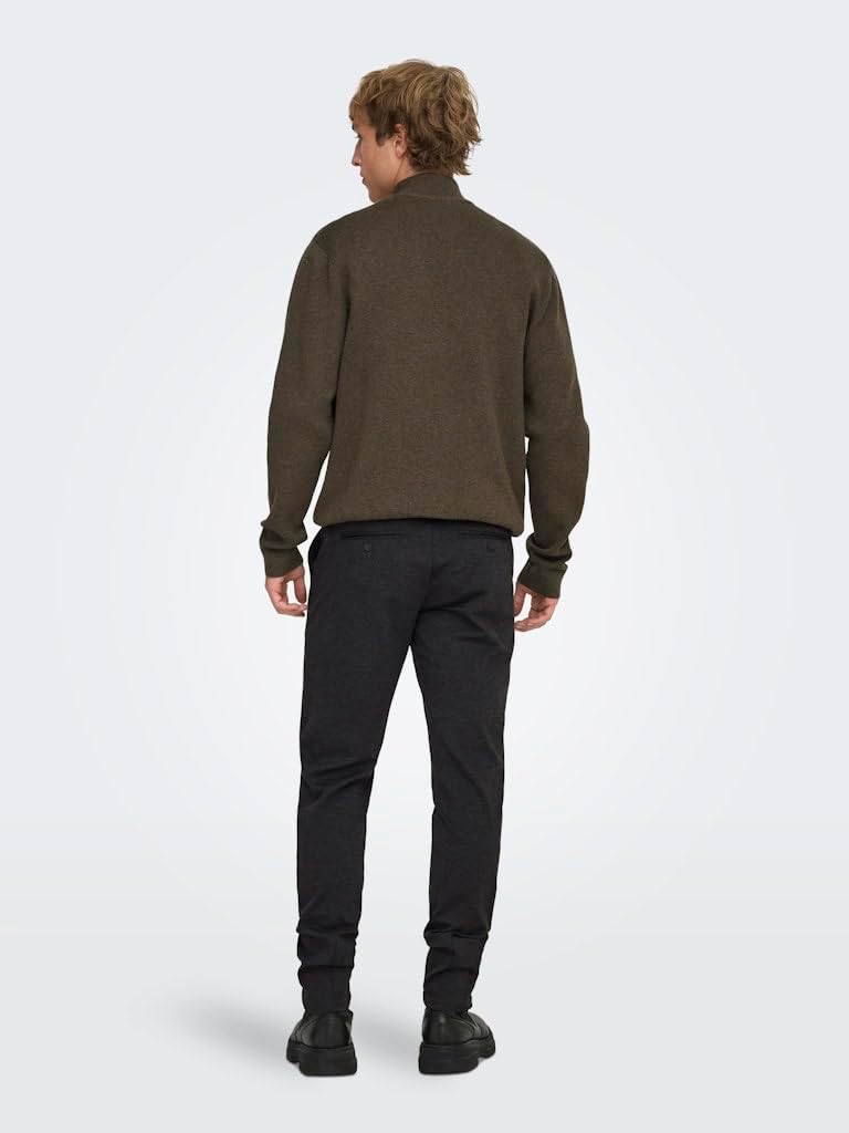 Only &amp; Sons Male Chino Hose ONSMARK Slim Fit Chino Hose 27W / 30L A: Dark Grey Melange/Black, 27W /