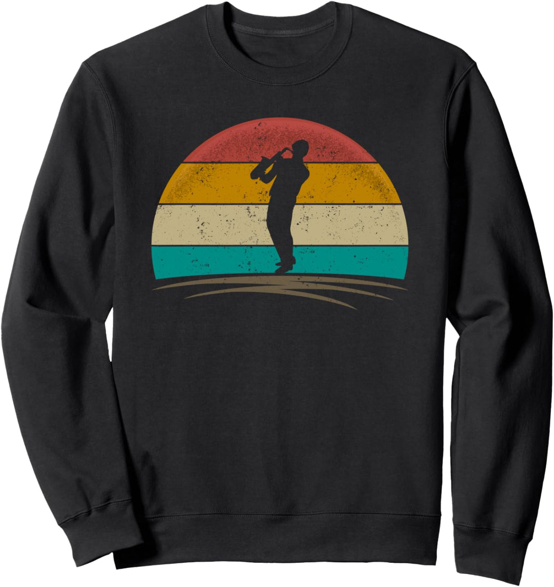 Vintage Saxophonist Retro Distressed Saxophone Player Men Sweatshirt