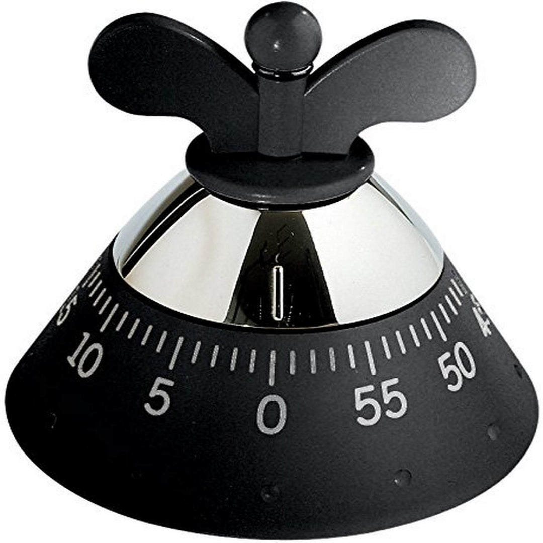 Alessi A09 B - Design Mechanischer Küchentimer, Thermoplastisches Harz, Schwarz, 10,5cm, Schwarz