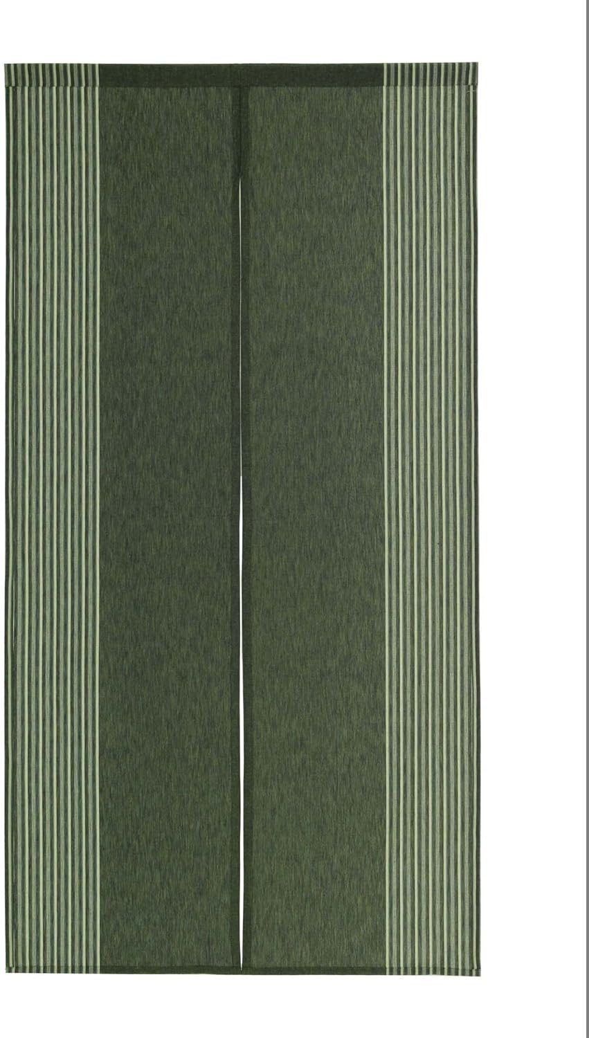 Narumi Japanischer Noren-Vorhang, vertikal, gestreift, Baumwollstoff, Dunkelgrün, Dunkelgrün