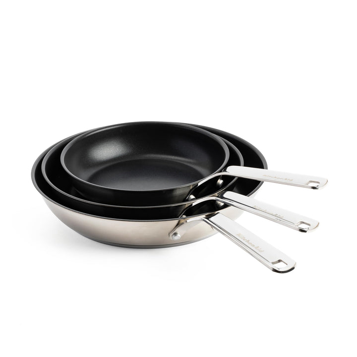 KitchenAid Stainless Steel 20cm, 24cm & 28cm Bratpfannen-Set, PFAS-Freie Gesunde Keramische Antihaft
