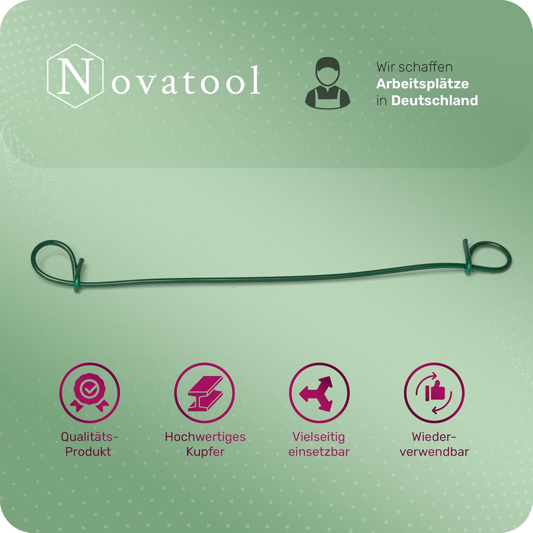 Novatool Drillapparat Driller + 1000 Stück Rödeldraht mit Ösen 1,4 x 120mm Bindedraht Grün ummantelt