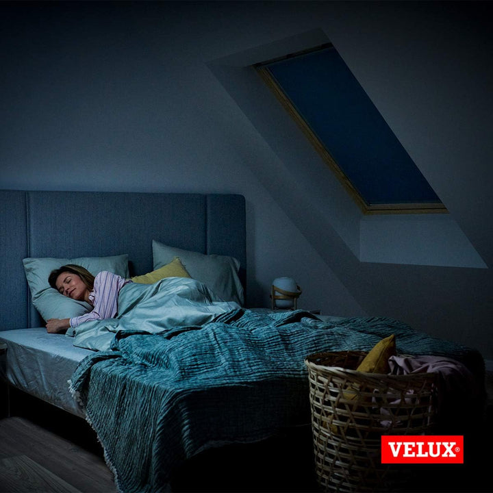 VELUX Original Dachfenster Verdunkelungsrollo für PK08, Weiss, mit Grauer Führungsschiene