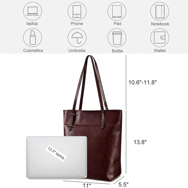 S-ZONE Damen Echtleder Tasche Shopper Gross Tote Handtasche Henkeltasche (Kaffee), Kaffee