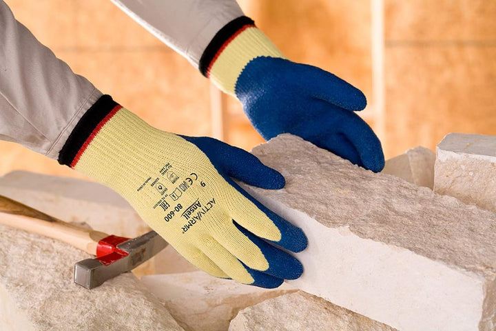 Ansell PowerFlex 80-600 Schnittschutz-Handschuhe, Mechanikschutz, Blau, Grösse 8 (12 Paar pro Beutel
