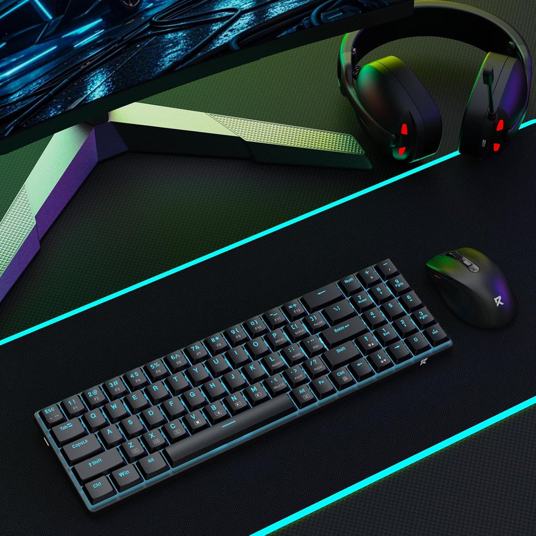 Redragon BS8773 Kabelloses Gaming-Tastaturen & -Mäuse Combos, 78 Tasten, 2,4 GHz, mechanische Tastat