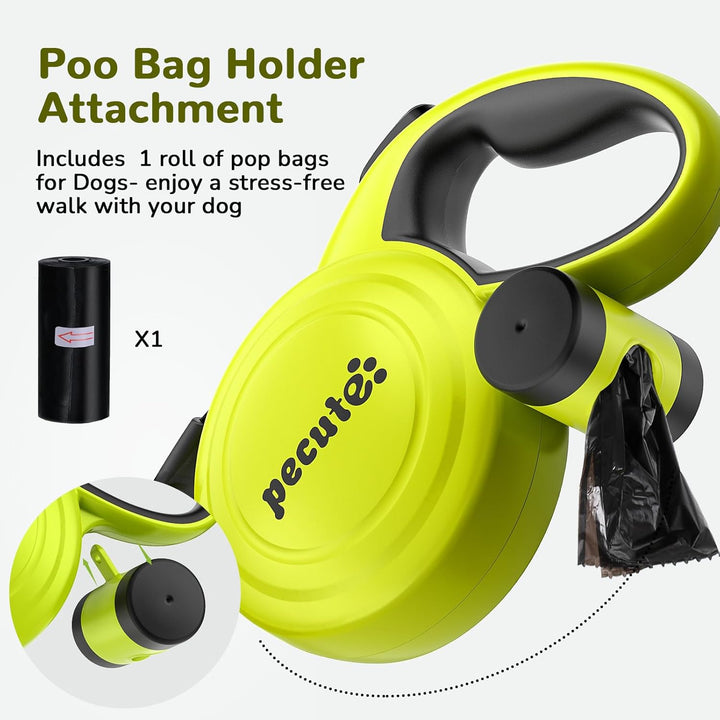 pecute Hundeleine 10m, Rollleine für Hunde, 360° Verhedderungsfreier Leinenverlängerung, Anti-Rutsch