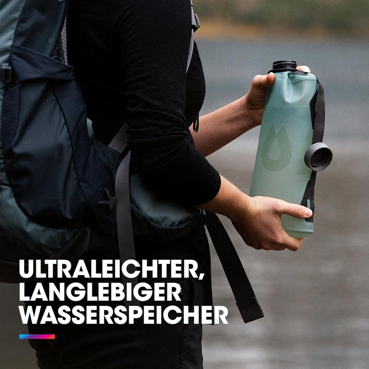 HydraPak Seeker – Faltbarer Wasserspeicher – BPA- und PVC-frei, Camping-Trinkbehälter Mammoth Grey 6