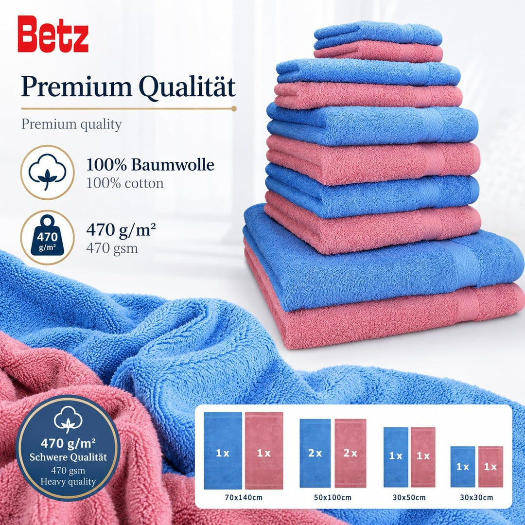 Betz 10-TLG. Handtuch-Set Classic 100% Baumwolle 2 Duschtücher 4 Handtücher 2 Gästetücher 2 Seiftüch